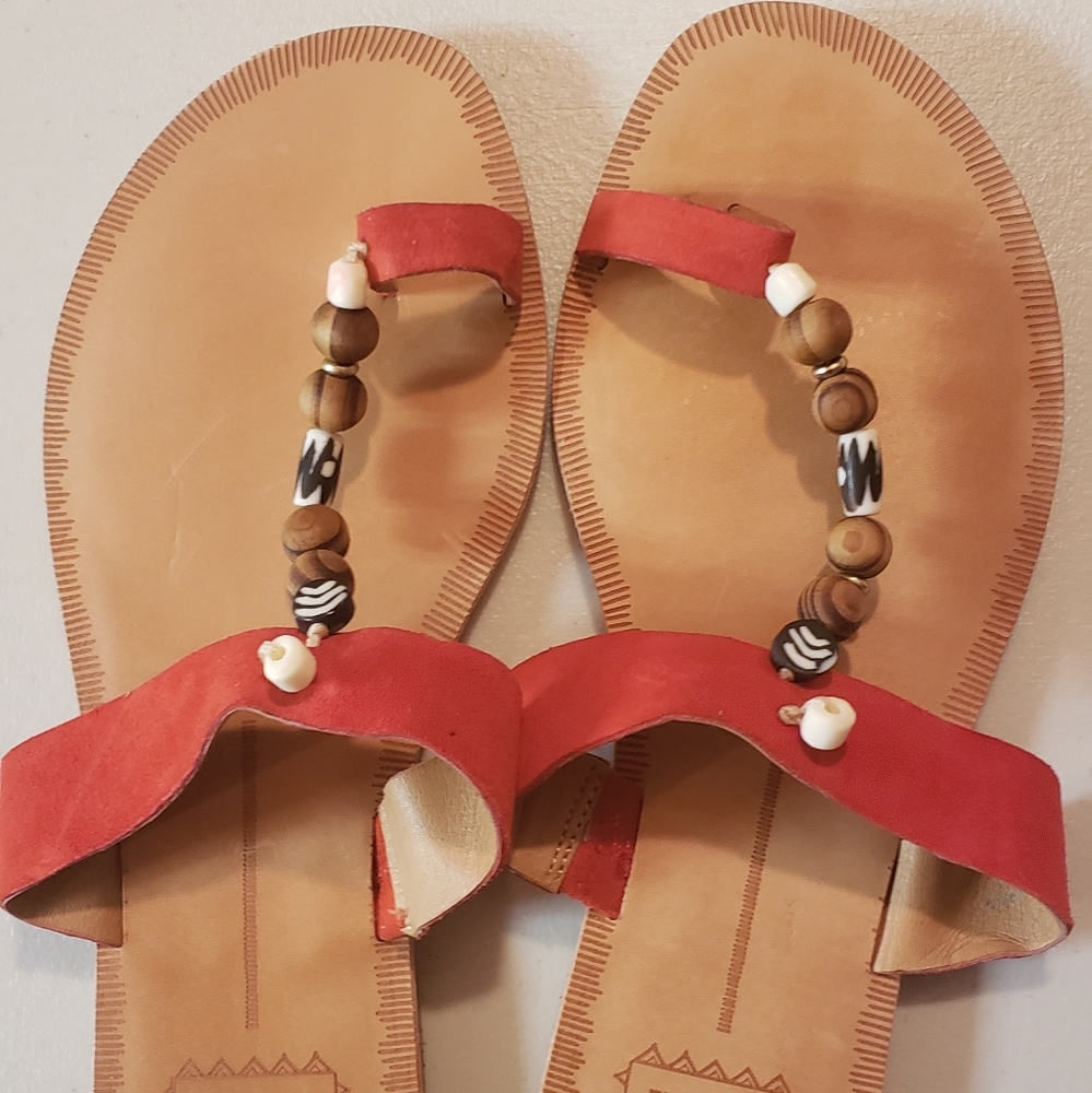 Dolce Vita beaded and leather strap sandles size 8